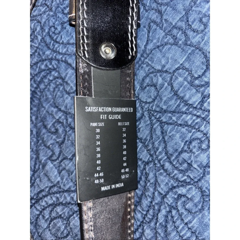 NWT American Bison Tooled Leather Belt Sz XL 42-44 Sunflower Turquoise Buckle